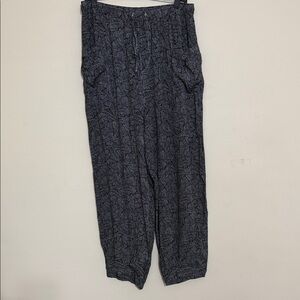 Royalty for me pant women L abstract black jogger barrel style lagenlook Y2K